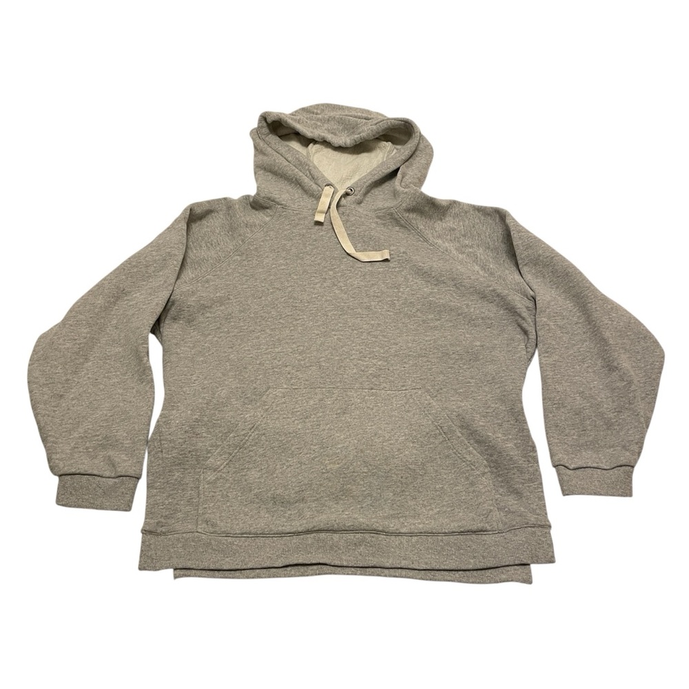G. Label by Goop Hoodie Heather Gray Fleece Oversized Slits Ties Womens Small